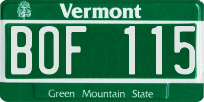 VT license plate BOF115