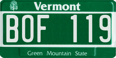 VT license plate BOF119