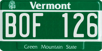 VT license plate BOF126