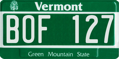 VT license plate BOF127