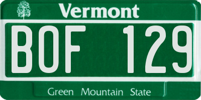 VT license plate BOF129