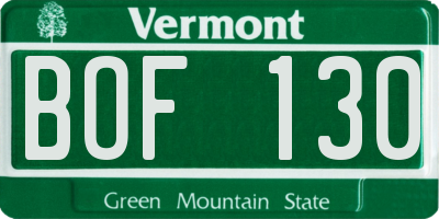 VT license plate BOF130