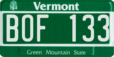 VT license plate BOF133