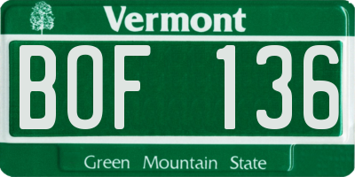 VT license plate BOF136