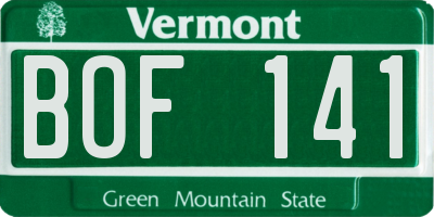 VT license plate BOF141