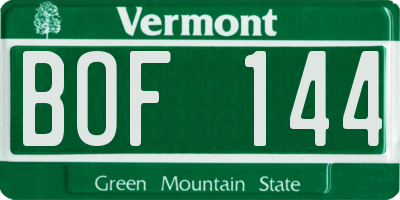 VT license plate BOF144