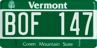VT license plate BOF147