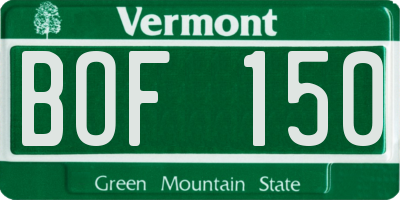 VT license plate BOF150