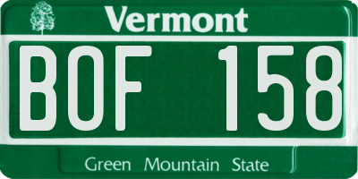 VT license plate BOF158