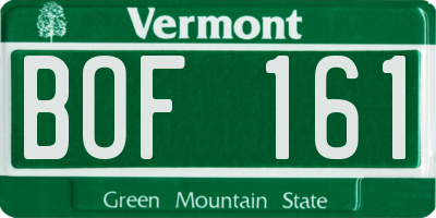 VT license plate BOF161
