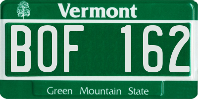 VT license plate BOF162