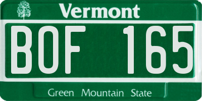 VT license plate BOF165
