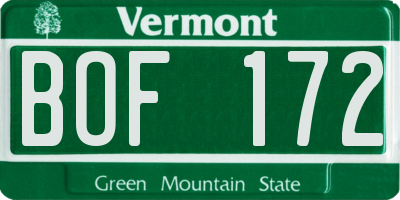 VT license plate BOF172