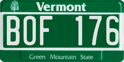 VT license plate BOF176