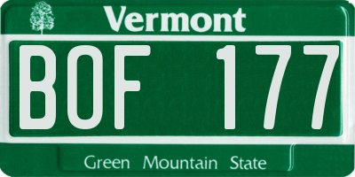VT license plate BOF177