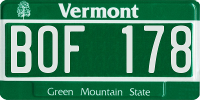 VT license plate BOF178