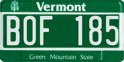 VT license plate BOF185
