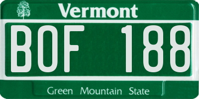 VT license plate BOF188