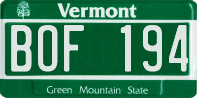 VT license plate BOF194