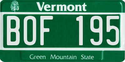 VT license plate BOF195