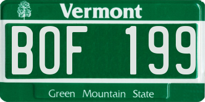 VT license plate BOF199