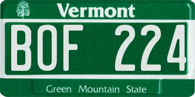 VT license plate BOF224