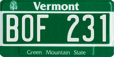 VT license plate BOF231