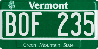 VT license plate BOF235