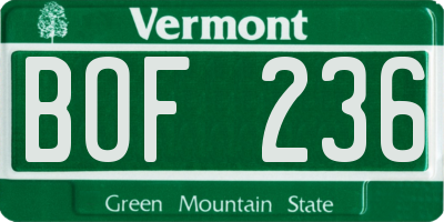 VT license plate BOF236