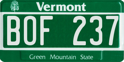 VT license plate BOF237