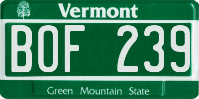 VT license plate BOF239