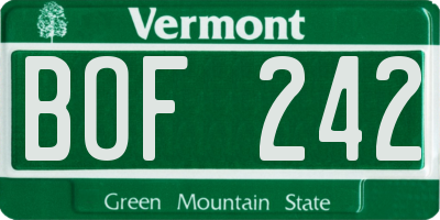 VT license plate BOF242