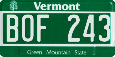 VT license plate BOF243