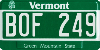 VT license plate BOF249