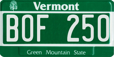 VT license plate BOF250