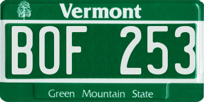 VT license plate BOF253