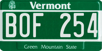 VT license plate BOF254