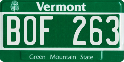 VT license plate BOF263
