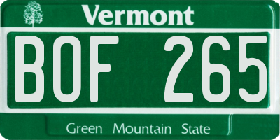 VT license plate BOF265
