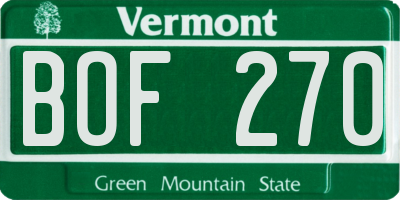VT license plate BOF270