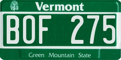 VT license plate BOF275