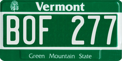 VT license plate BOF277