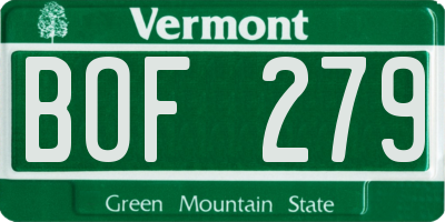 VT license plate BOF279