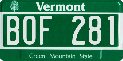 VT license plate BOF281