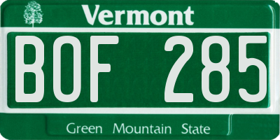 VT license plate BOF285