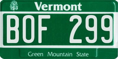 VT license plate BOF299