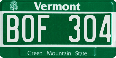 VT license plate BOF304