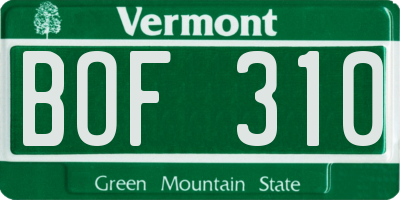 VT license plate BOF310