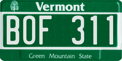 VT license plate BOF311