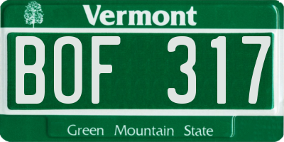 VT license plate BOF317